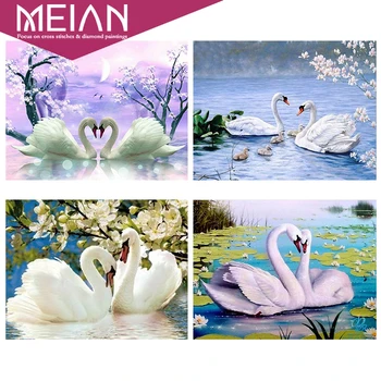 

2020 MEIAN Animal Diamond Swans Animal Full Square Diamond Painting Cross Stitch Kit Diamond Embroidery Picture Rhinestone