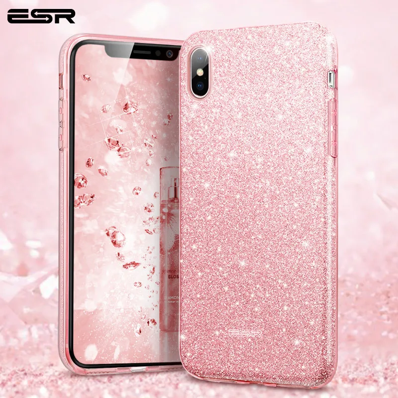 ESR чехол для iPhone X XS XR XS Max чехол роскошный блестящий защитный бампер мягкий пластиковый чехол с блестками TPU Coque для iPhone 7 8Plus Funda
