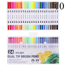

For Drawing Painting Calligraphy Art Supplies FineLiner Dual Tip Brush Art Markers Pen 24Colors Watercolor Pens