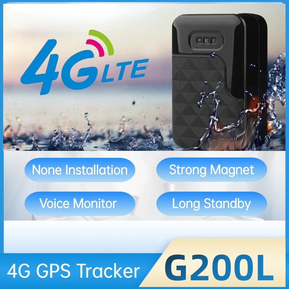 4G LTE GPS Tracker Car G200L 6000mAh 60 Days Standby Vehicle Tracker Locator Waterproof Magnets Voice Monitor Drop Shock Alarm
