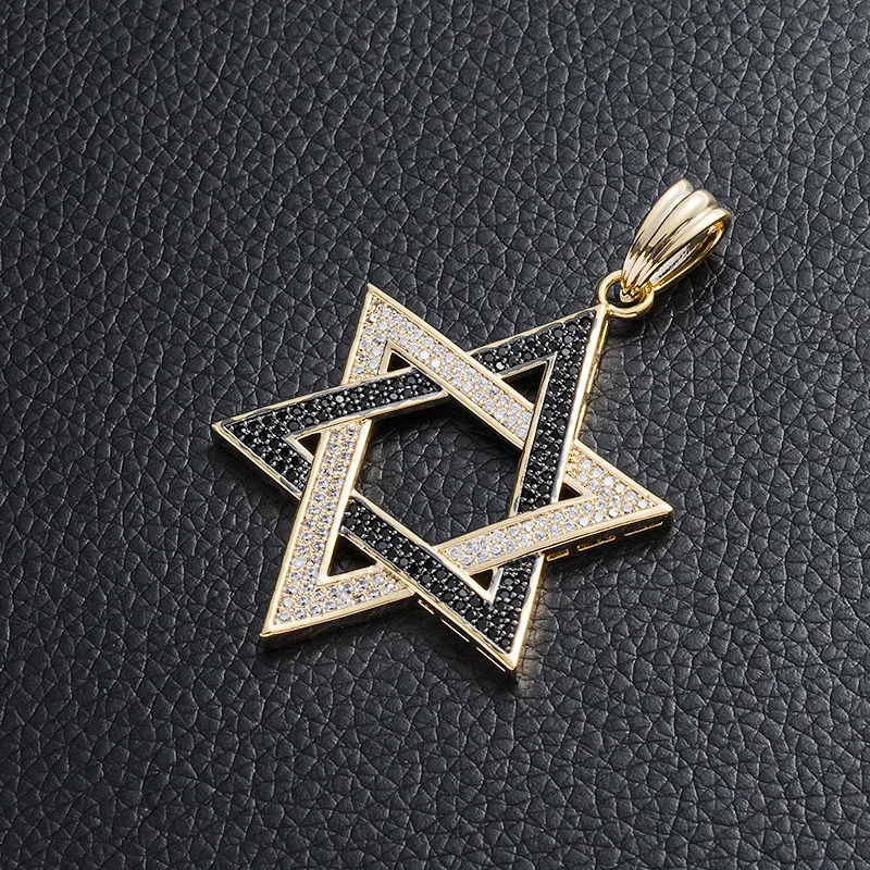 Хип хоп AAA кубическая циркониевая подвеска Bling Iced Out Звезда Давида Подвески с шестиконечной звездой ожерелье мужской раппер ювелирные изделия Прямая