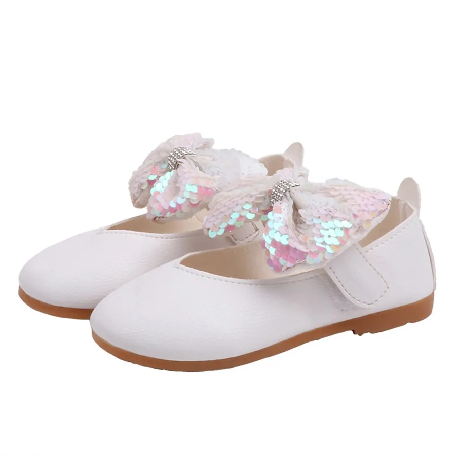 Girls solid color sequins rhinestones bow princess shoes baby girl cute dance shoes casual shoes single non-slip bow shoes 35A14 (21)