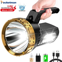 Lampe de poche Portable 300W, Rechargeable par USB, lanterne d'urgence, éclairage d'extérieur, pour Camping, avec batterie intégrée 