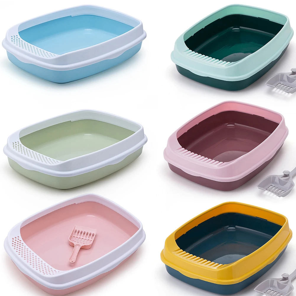 

Pet Toilet Bedpan Anti Splash Cats Litter Box Cat Tray With Scoop Kitten Dog Clean Toilet Home Plastic Sand Box Cat Supplies