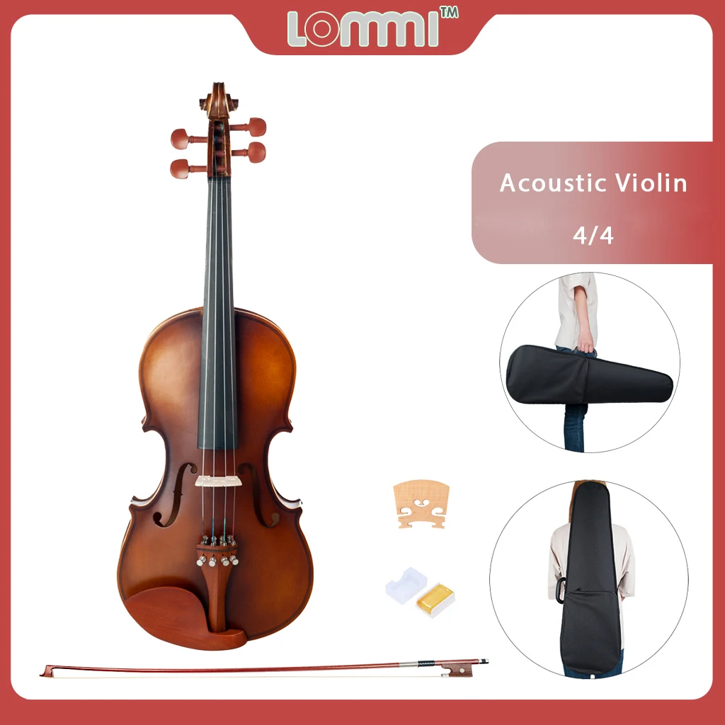 Lommi 4/4 Violino Violino Finitura Opaca Violino In Legno Massello 4/4 Craft Stripe Violino Per Bambini Studenti Custodia Per Principianti Corde Per A