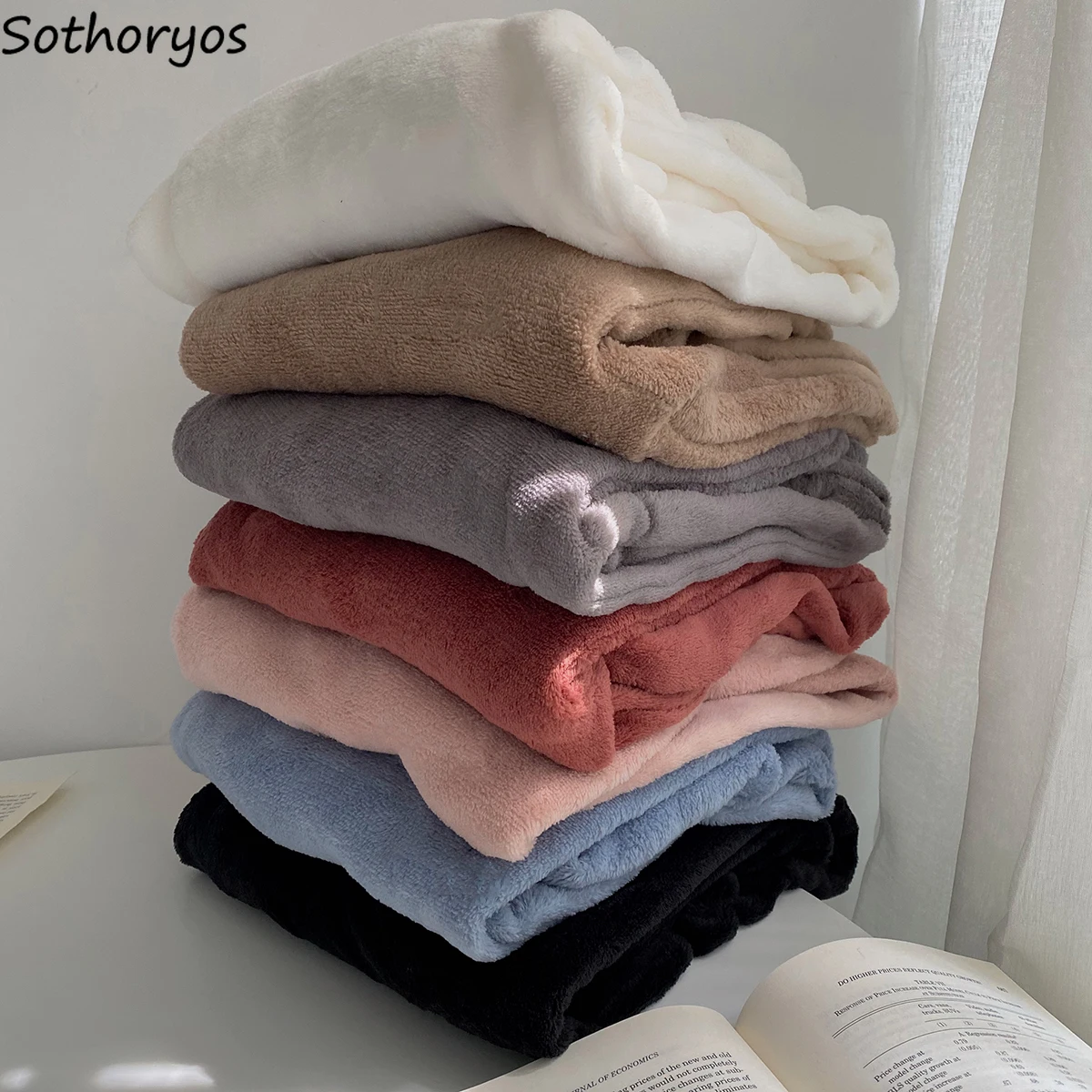 

7 Colors Fuzzy Flannel Sleep Bottoms Women Couples Fall Winter Bundle Trousers Soft Warm Elastic Waist Nightwear Tender Students