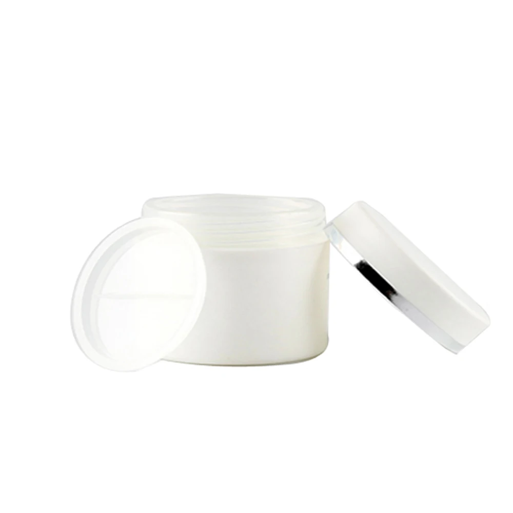 10set 100g 100ml PP 화이트 더블 벽 화장품 용기 크림 항아리 와이드 입 항아리 실버 링 캡 크림 포장