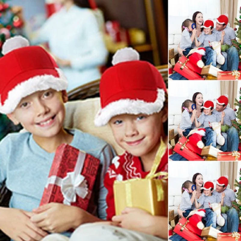 Детская Рождественская шапка, рождественские Семейные шляпы Санты, подарок для детей, детские плюшевые шапки Санты