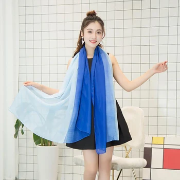 

Chiffon Scarf Gradient Women Hijab Winter Brand Autumn Blue Long Scarfs Poncho Luxury Ladies Scarves Shawl Sjaal Long Bohemian