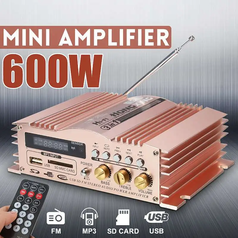 

600W Car Amplifier Audio bluetooth Amplifiers Car Subwoofer Amplifier Audio Sound System Mini Amplifier Stereo Professional