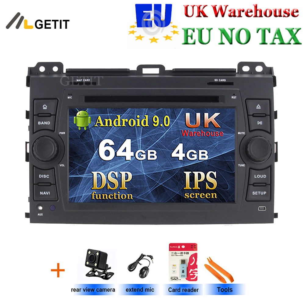 4 ГБ ОЗУ Android 9,0 автомобильный DVD видео плеер для Toyota Prado Land Cruiser 120 2002-2009 с радио WiFi Bluetooth gps