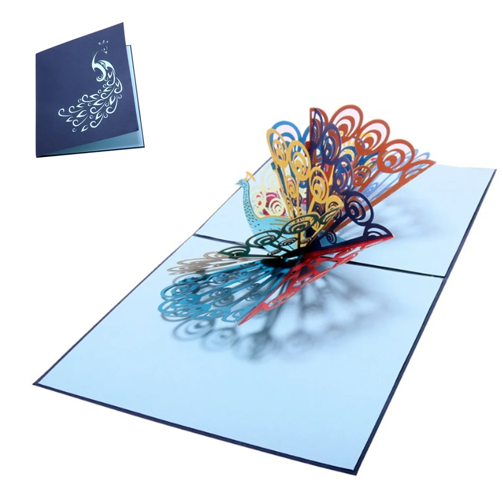 

3D Pop Up Card Peacock Birthday Wedding Anniversary Greeting Cards Invitations