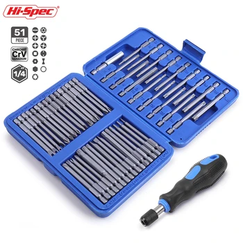 

Hi-Spec 50pc 75mm Extra Long Screwdriver Set Hex Torx Security Long Screwdriver Bits Ratchet Screwdriver Bit Set Tool Set