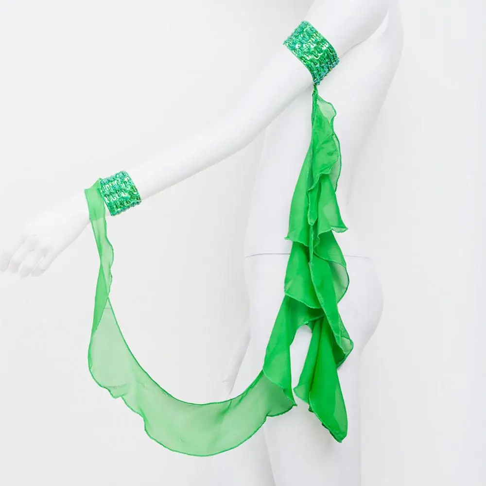 Belly Dance Costume Accessories 1 Piece Arm Sleeves Wrist Adjustable Chiffon Sleeve Sequins Armbands 3151 IXD 