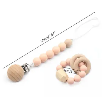 

Newborn Wood Toy Nipple Pacifier Chain Molar Bracelets Baby Teether Set