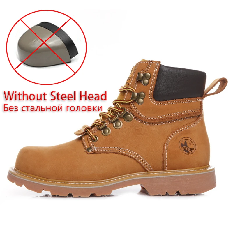 Without Steel Head Мужские Ботильоны; мужские рабочие ботинки из натуральной кожи; высококачественные горные мужские ботинки; 5-8#20/10D50 - Цвет: Without Steel Head