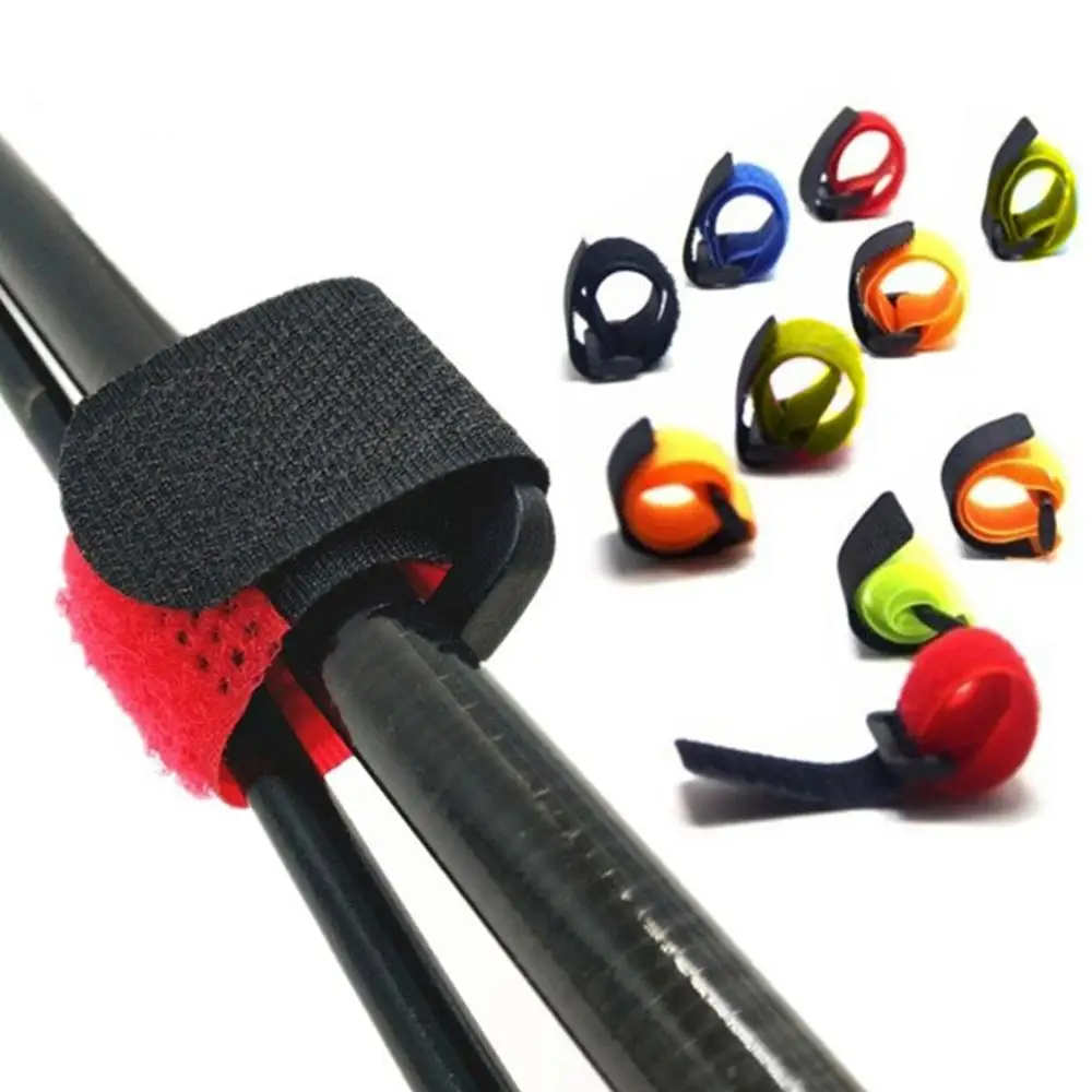 10pcs/set 8inch Self Adhesive Reusable Cable Tie Nylon Fastener Hook Loop Strap Cord Ties Fishing Rod Tool Fastening Tape | Спорт и