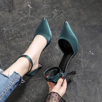 

Pumps Women Pointed-Toe High Heels Solid Color Thin Heels Buckle Strap Shallow Mouth Sexy Women Fashion Shoes