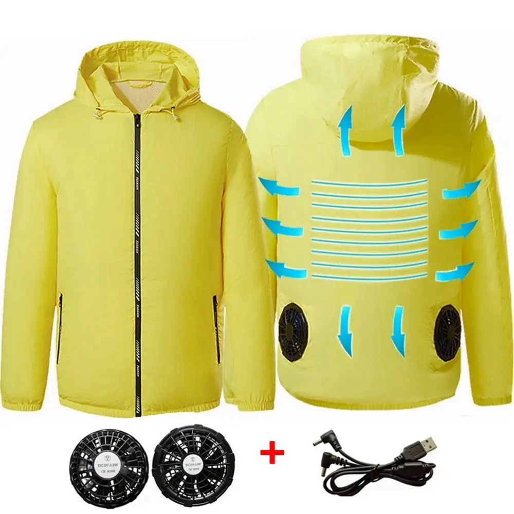 Outdoor Summer USB Electric fan cooling Jackets men Air Conditioning Fan Clothes USB Pure Cotton Heatstroke Proof Coat hiking jackets,waterproof hiking jackets,waterproof jacket,waterproof raincoat,waterproof coats