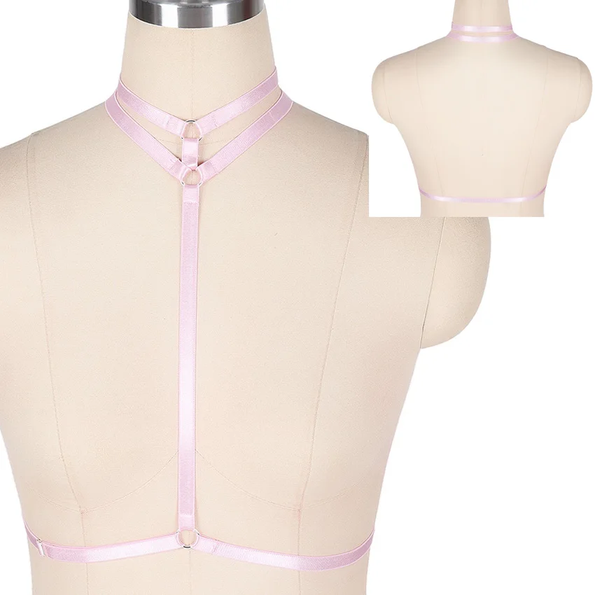 MLCS0018Pink Розовый пентаграмма дизайн Жгут Бюстгальтер выдалбливают Грудь корсет для связывания пастельный, готический пояс жгут для тела Хэллоуин рейв - Цвет: MLCS0018Pink