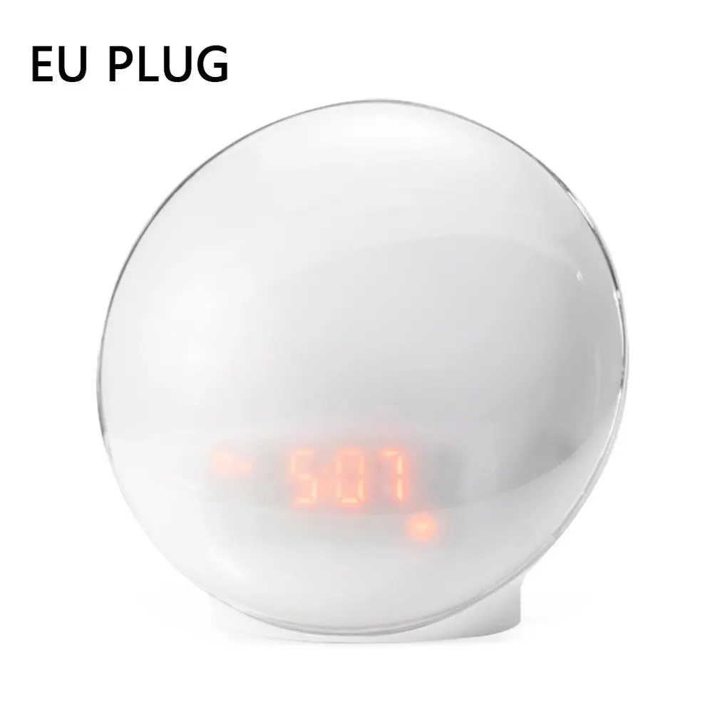 Светильник с функцией пробуждения, цифровой будильник, светодиодный электронный будильник с имитацией восхода солнца, заката, природы, сна, музыки, красочный ночной Светильник - Цвет: EU  Plug