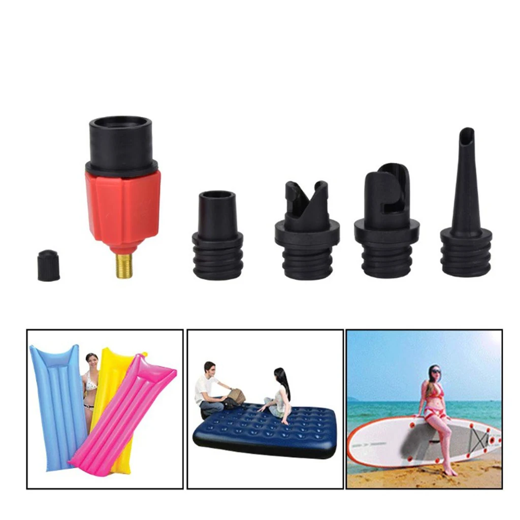 Multifunctional 4 in 1 Inflatable Boat Kayak Pump Valve Adapter SUP Airbed Swim Ring Adaptor for Water Sports Rowing Boat Dinghy