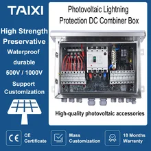 

Solar Photovoltaic PV Combiner Box With Lightning Protection 8 Strings Input 1 Out DC 500V / 1000V Fuse MCB Diode IP65