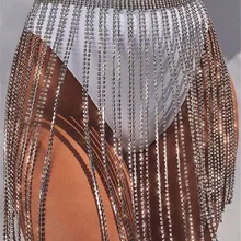 Супер сексуальная модная Роскошная блестящая плиссированная юбка со стразами и кисточками, Очаровательная цепочка для тела, ювелирные изделия, вечерние Клубные костюмы для живота