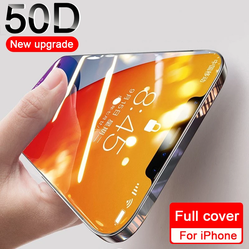 50d Full Cover Tempered Glass For Iphone 11 12 13 Pro Xs Max X Xr Screen Protector On Iphone 6 6s 7 8 Plus Protective Glass Film Screen Protectors Aliexpress