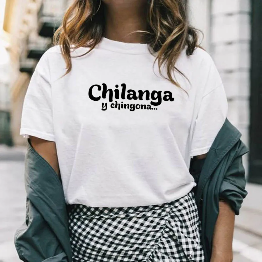 Chilanga Y Chingona Новое поступление женская летняя забавная Повседневная футболка из