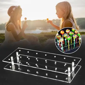 

21 Hole Acrylic Cake Pop Lollipop Clear Pink Display Stand Server Decoration Display Stand Holder Base Shelf