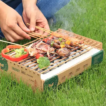 

Barbecue Stove Charcoal BBQ Grill Patio Camping Picnic Burner Foldable Disposable Portable Grill Rack Outdoor Picnic Barbecue