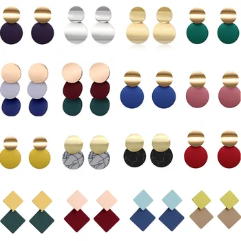 

Fashion Statement Earrings Black White Gold Round Circle Geometric Earrings for Women Punk Metal Earring Trendy Jewelry Elegant