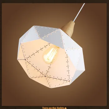 

LED Nordic Solid Wood Postmodern Minimalist Creative Personality Wrought Iron American Industrial Wind Pendant Light