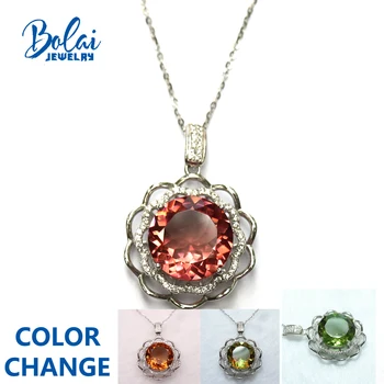 

Bolai,Color changing Gemstone pendant 925 sterling silver created diaspore zultanite fine jewelry for girls Christmas gift