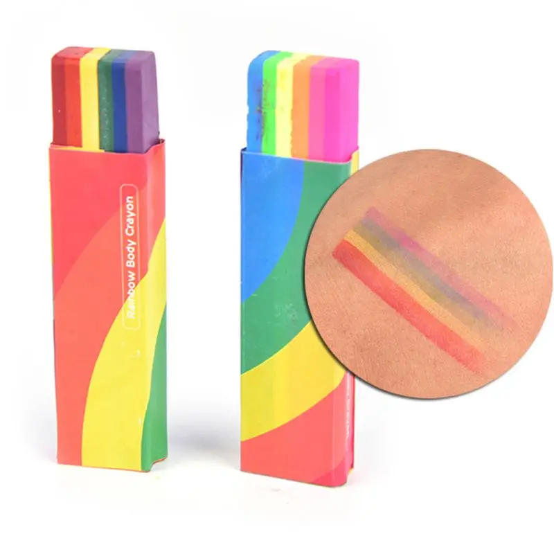 Rainbow Face Paint Stick Body Tattoo Colored Pigment Pen Fluorescent Crayon Washable Adult Kid Party Favors Makeup Cosmetic Tool
