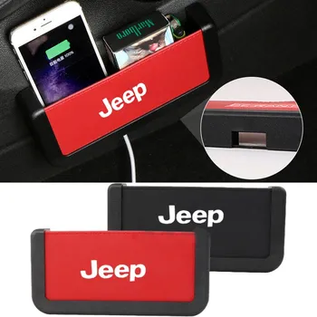 

Car Storage Case Phone Charging Keys Case Sticker for Jeep Compass Wrangler JK Grand Cherokee JL Renegade Liberty Accessories