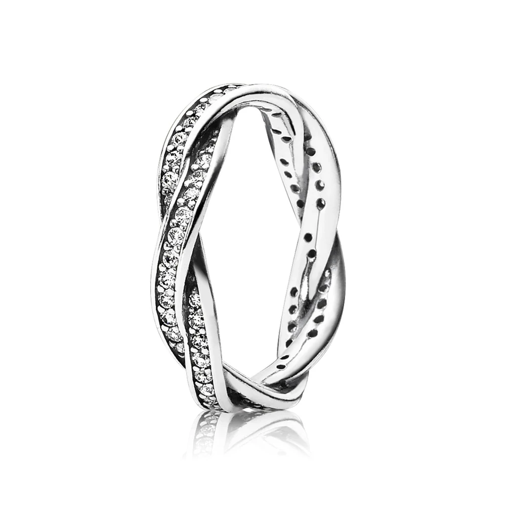 Подлинное 925 пробы Серебряное Оригинальное Сверкающее кольцо Европы для женщин с бусинами, очаровательный подарок, ювелирные изделия DIY