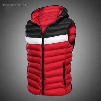 

2020 Autumn Sleeveless Jacket for Men Fashion Warm Cotton Padded Hooded Parkas Male Winter Vest Mens Work Vests Waistcoat