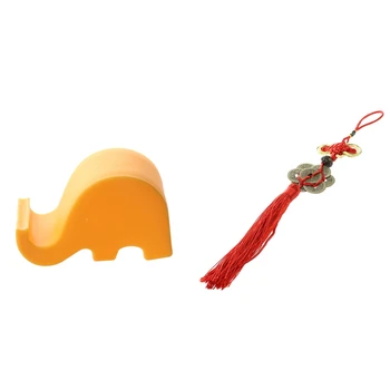 

1 Pcs Feng Shui Chinese Knot Tassel China Mascot Lucky Charm Ancient Coins Prosperity Car Home Decoration & 1 Pcs Elephants Nigh