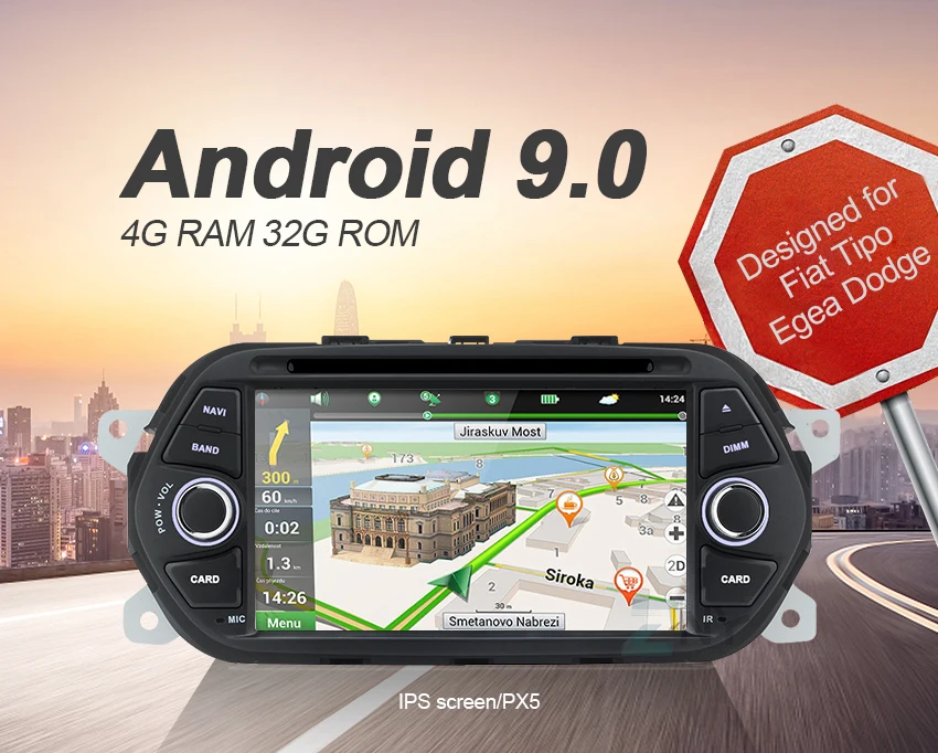 Discount 7" Android 9.0 Car Stereo GPS For Fiat Tipo Egea Dodge Neon 2015 2016 2017 2018 Radio DVD WiFi Audio Video Navigation Rear Cam 0