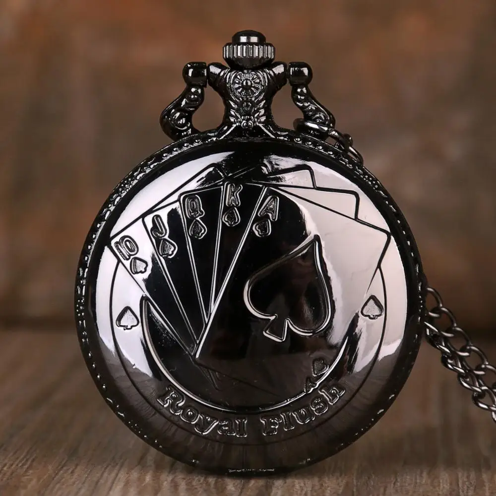

Vintage Pocket Watches Poker Cards Steampunk Quartz Fob Pocket Watch with chain Necklace Pendant best Gifts For Womens