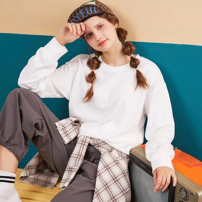 Metersbonwe Basic Hoodies For Women Streetwear Female Autumn Solid Colour Hoodies Casual Sweatshirt