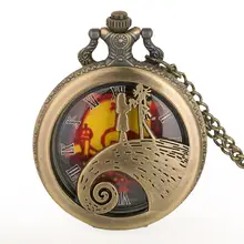Стимпанк Рождество кварцевые карманные часы с цепочкой ожерелье кулон для женщин мужчин подарки Fob часы TD2049