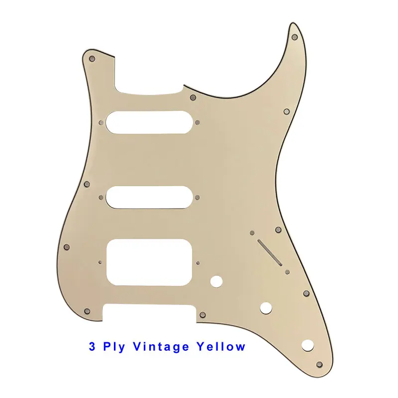 3ply vintage yellow Запчасти для гитары Pleroo-для США \ Мехико Fd Stratocaster 72' 11 винтовое отверстие Стандартный St Humbucker Hss гитара накладка царапина пластина - Цвет: 3ply vintage yellow