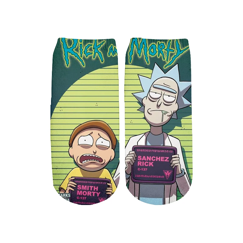 Новейшие Rick and Morty 3D печатных мультфильм милые короткие носки для мужчин женщин harajuku корейские носки RS-004 - Цвет: 4