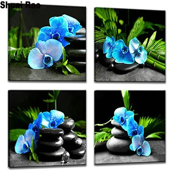 

diy diamond painting Spa Zen Stones full rhinestone mosaic cross stitch 5d embroidery flowers kits full square round dril 4pcs,