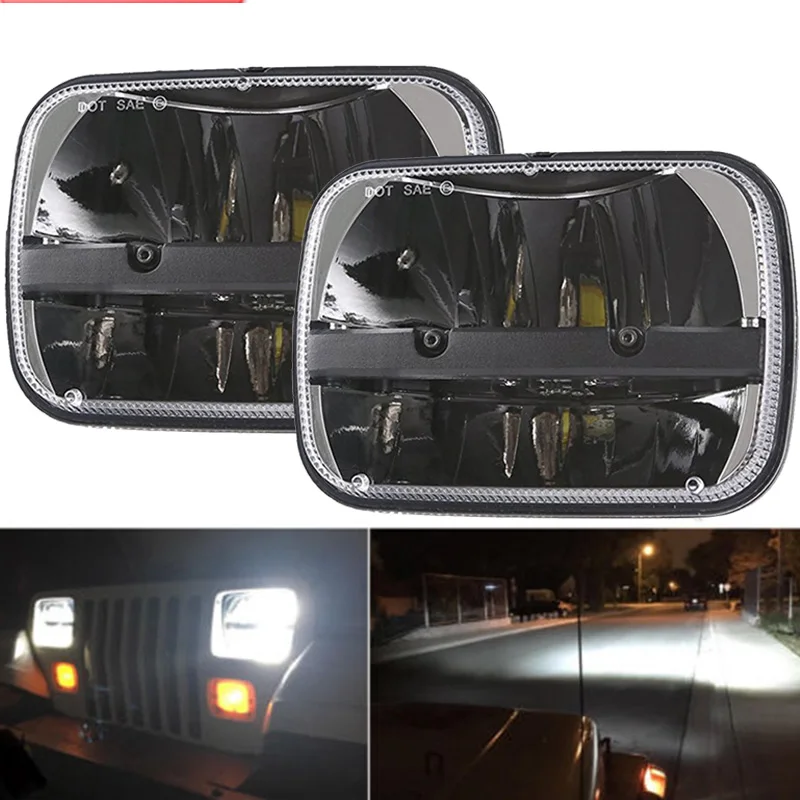 

For jeep Cherokee XJ Rectangular 5"x7" Led Headlight Hi/Low Beam 6x7 square LED truck head lamp headlamp for MJ Comanche