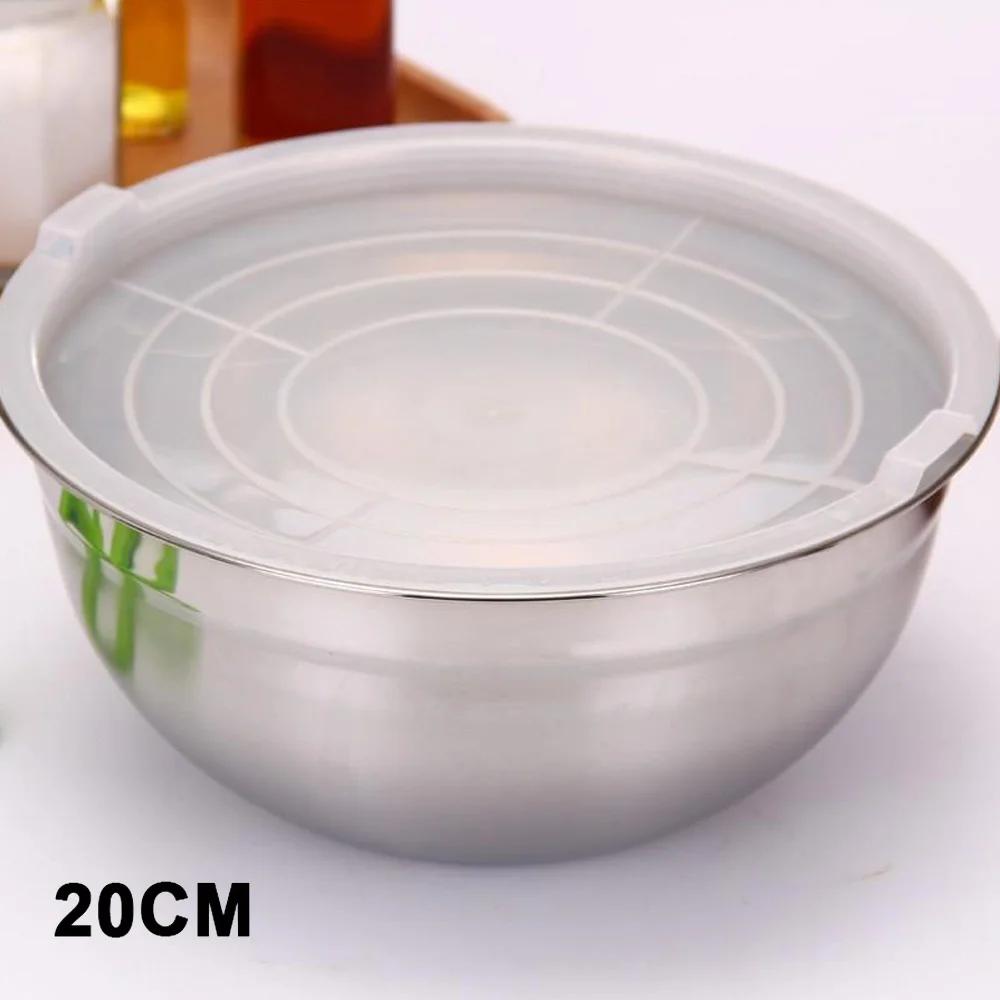 Миска из нержавеющей стали, миска для смешивания, инструменты для приготовления пищи, кухонные принадлежности, ланч-боксы, лапша быстрого приготовления, 4 размера, крышка, портативные чаши