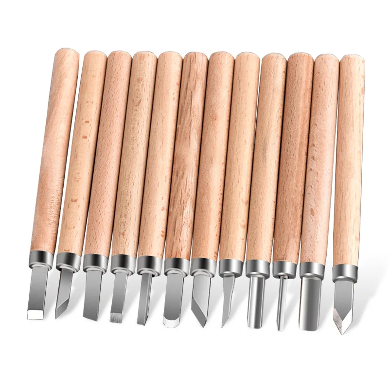 

Wood Handle Carving Chisels Tools with Whetstones and Transparent Box for DIY Sculpture Carpenter Wood Carving Tools